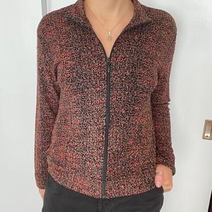 Vintage 90s Light Weight Confetti and Multicolor Casual Full Zip Jacket, Size 8